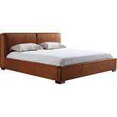 Serene Queen Bed in Chestnut Eco Suede Fabric